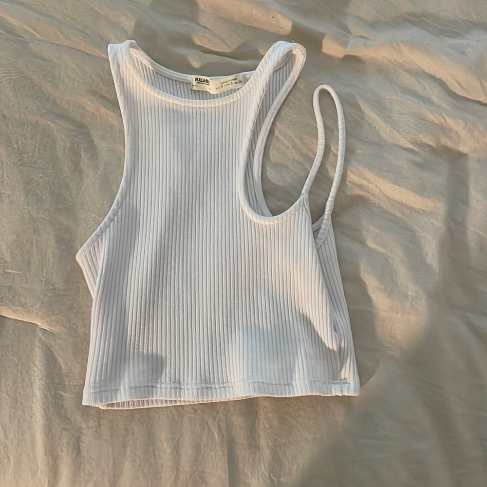 Pull&bear cropped white cut out top